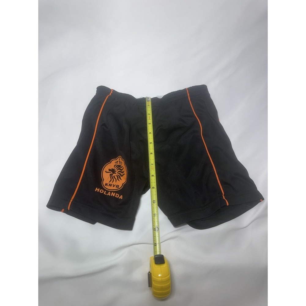 Kids KNVB Holanda Soccer Shorts Size 4 Black Orange Athletic Shorts - Picture 4 of 4